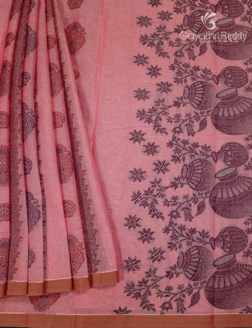 Pure Kanchi Cotton Saree in Pink