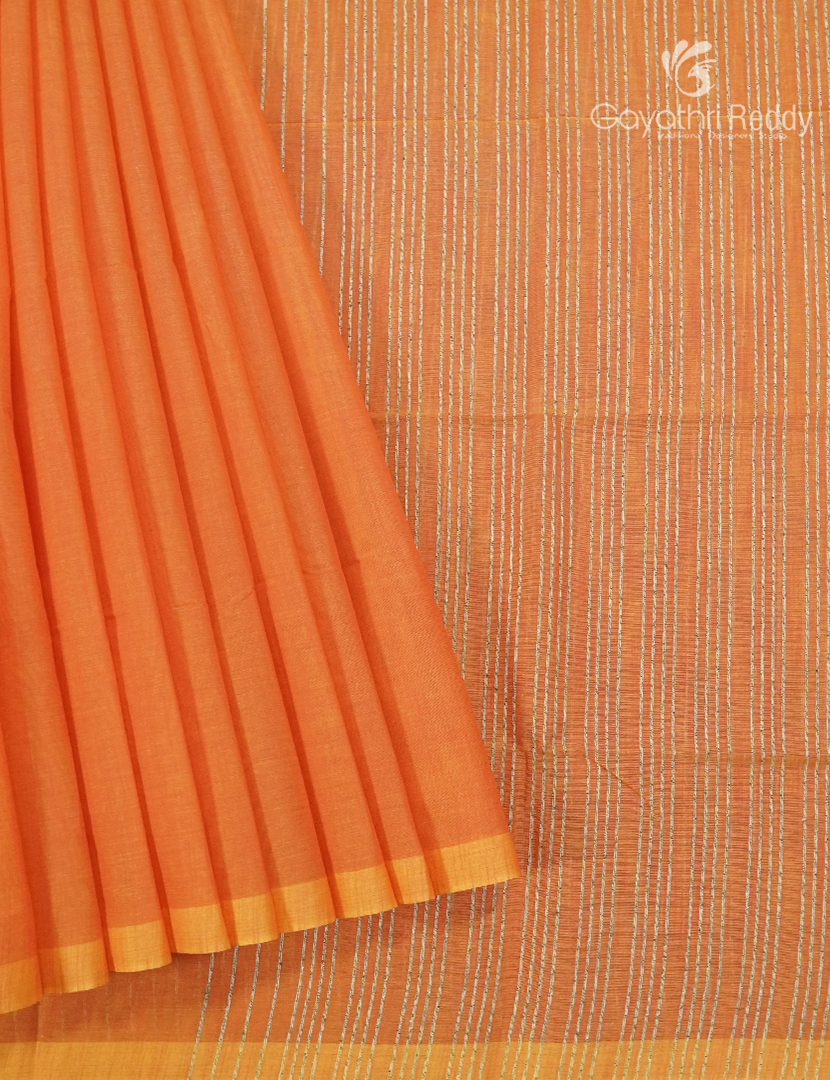 Pure Handloom Cotton Saree in Orange