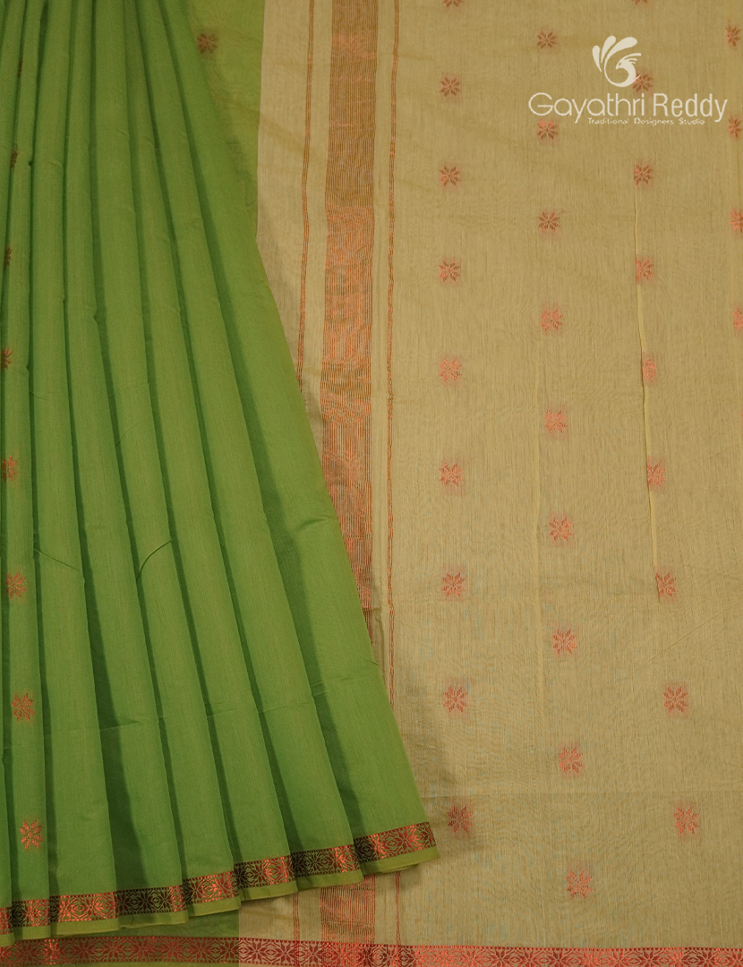 Sico Saree in Leaf Green and Light Yellow