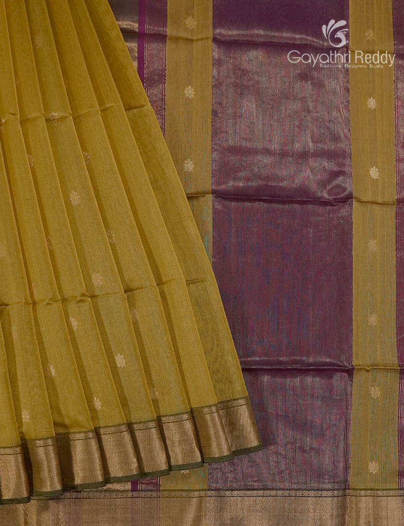 Pure Chanderi Sico Saree in Mehendi Green and Deep Magenta