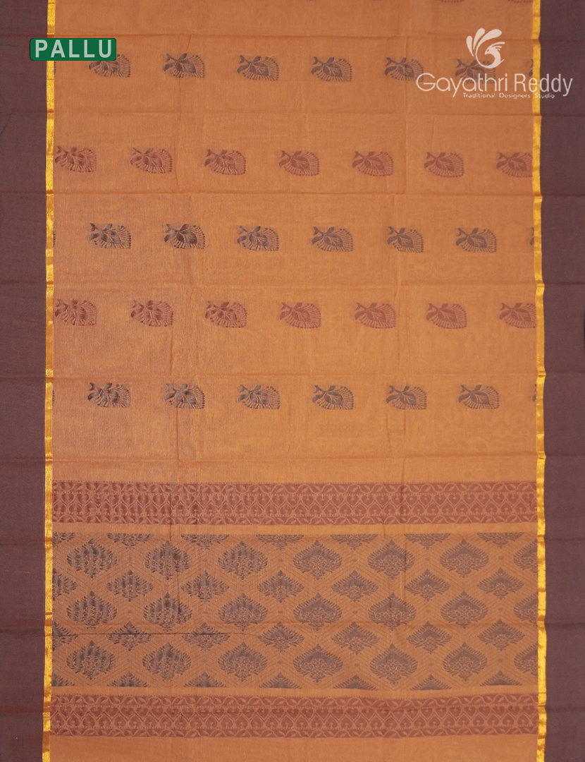 Pure Kanchi Cotton Saree in Peach