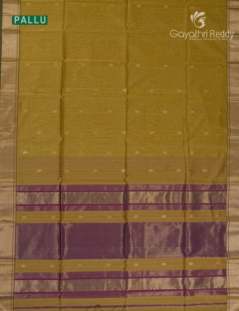 Pure Chanderi Sico Saree in Mehendi Green and Deep Magenta