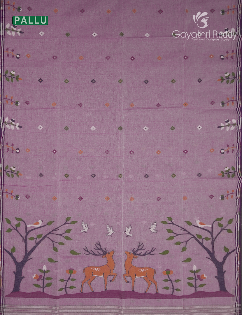 Jamdani Cotton Saree in Light Pink