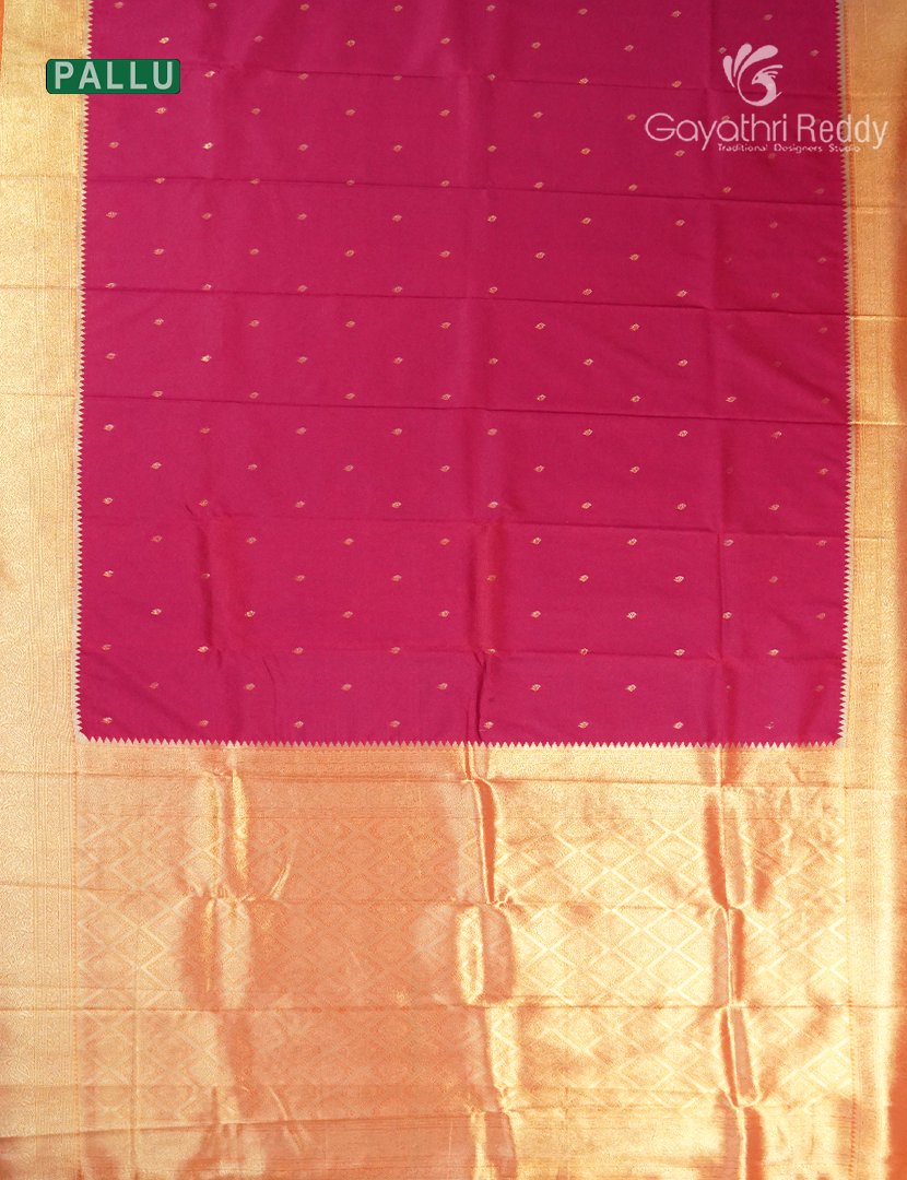 Semi Kanchipuran Silk Saree in Rani Pink and  Peach