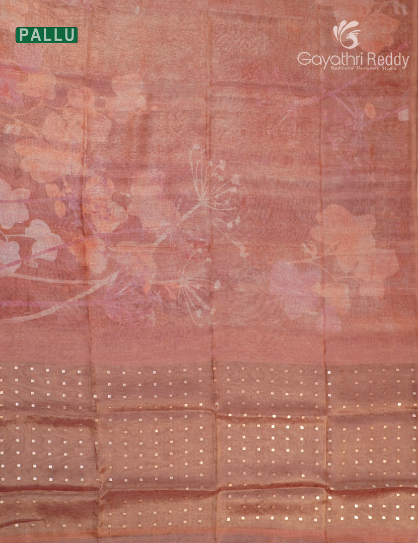 Linen Silk Saree in Pastel Rust