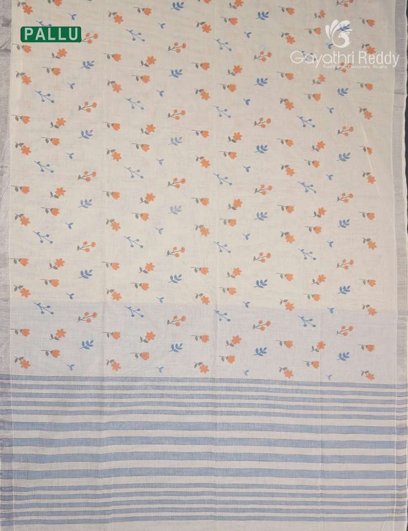 Pure Kanchi Cotton Printed Saree in Ivory