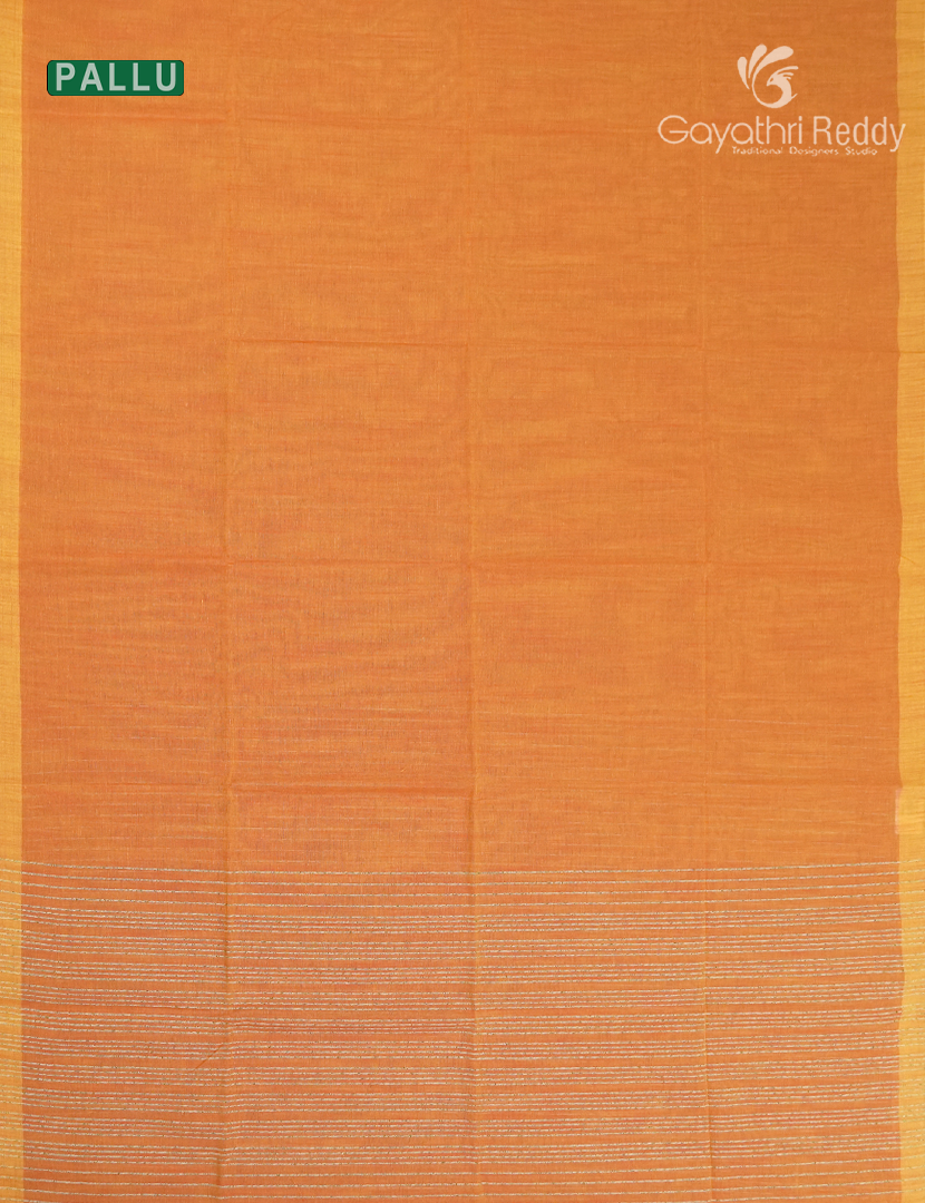 Pure Handloom Cotton Saree in Orange