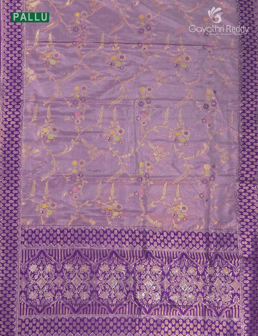 Semi Kanchipuram Silk Fancy Saree in Onion Pink and Purple