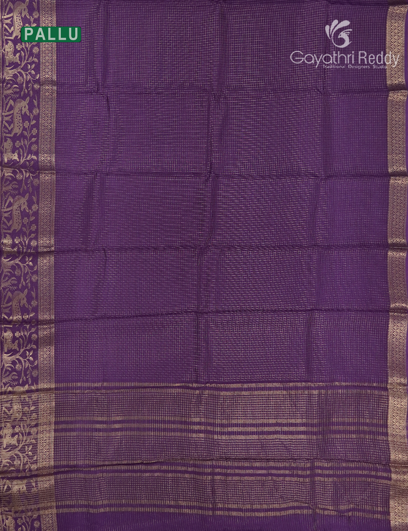 Semi Mysore Crepe Saree in  Purple