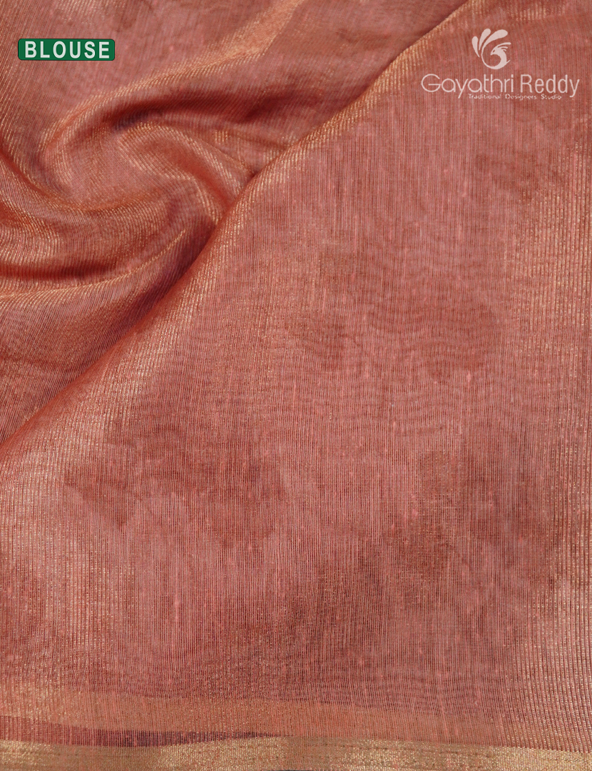 Linen Silk Saree in Pastel Rust