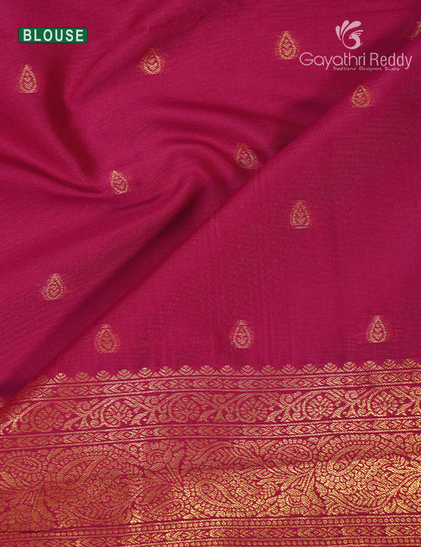 Semi Kanchipuran Silk Saree in Rani Pink and  Peach