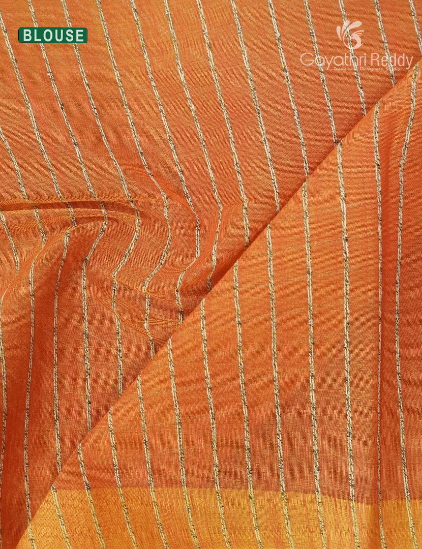 Pure Handloom Cotton Saree in Orange