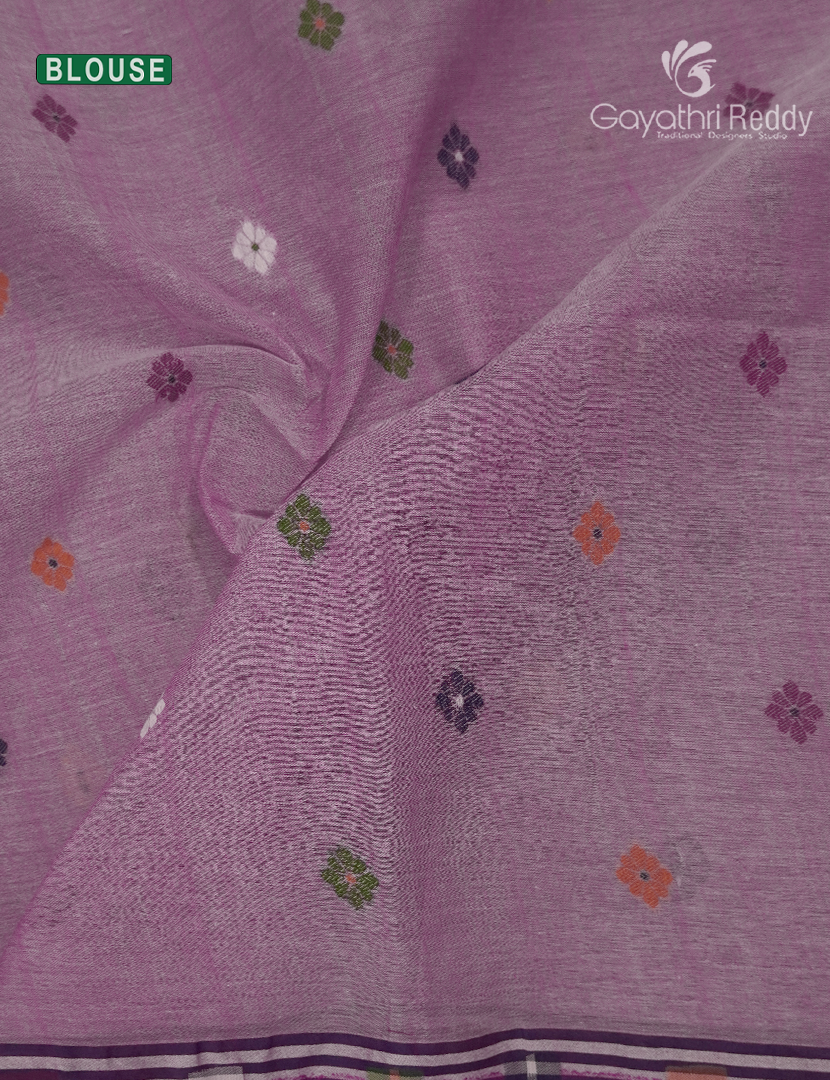 Jamdani Cotton Saree in Light Pink