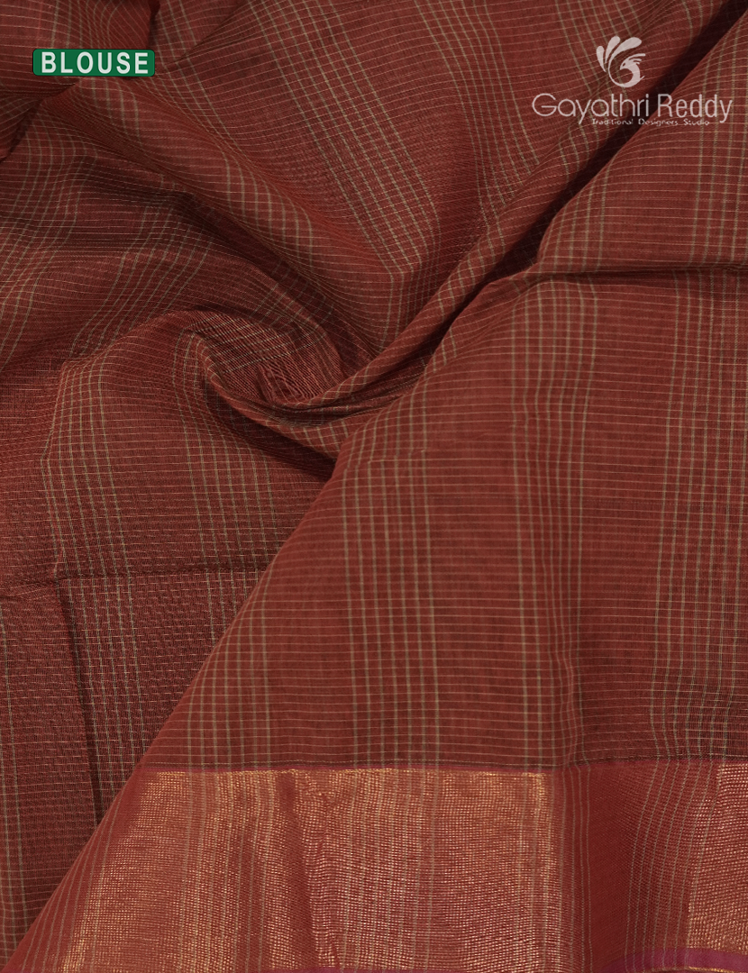 Semi Ikat Sico Saree in Rust