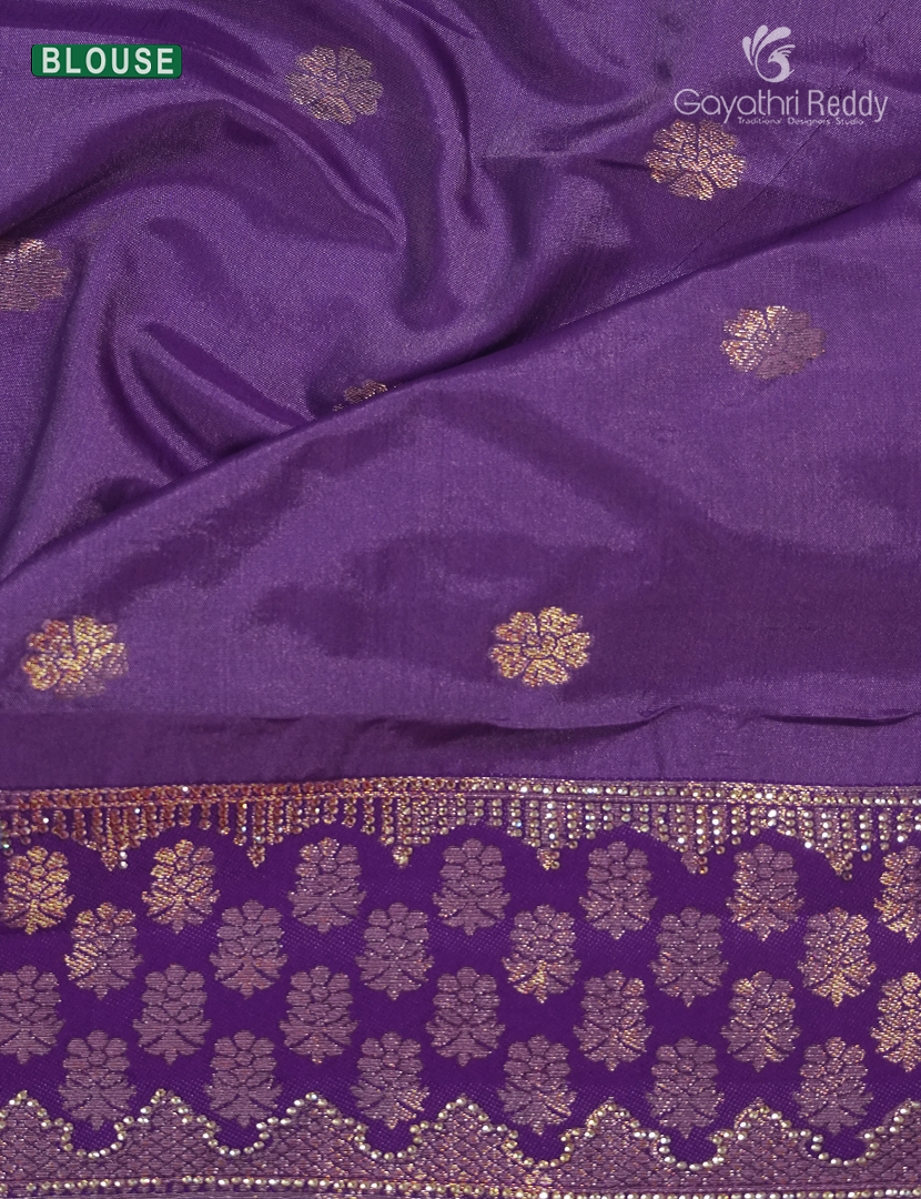 Semi Kanchipuram Silk Fancy Saree in Onion Pink and Purple