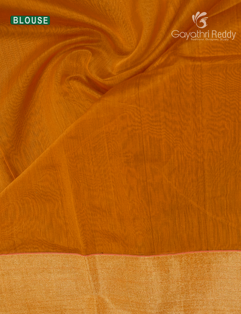 Pure Chanderi Sico Saree in Tangerine