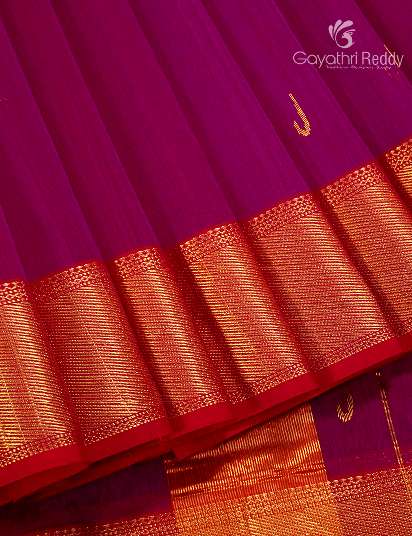 Pure Chanderi Sico Saree in Deep Magenta
