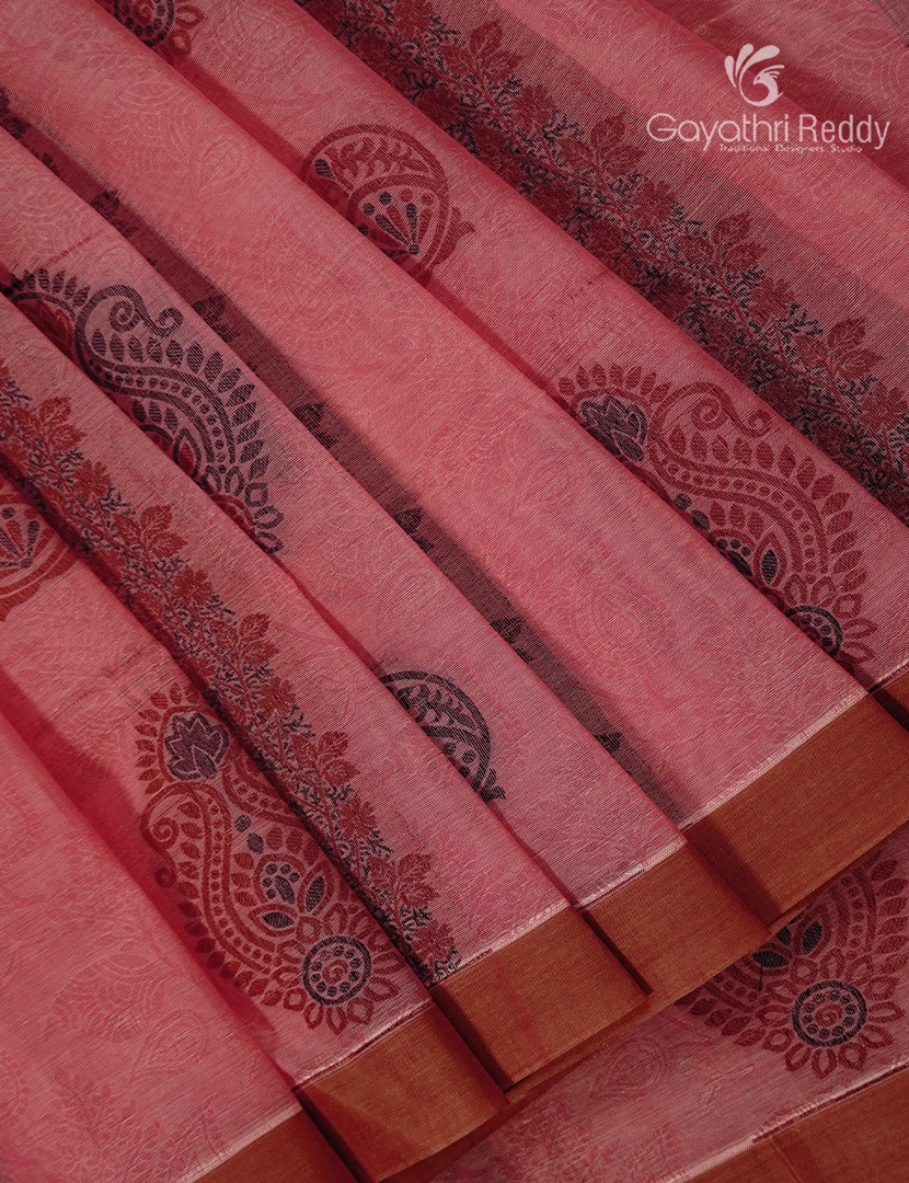 Pure Kanchi Cotton Saree in Pink