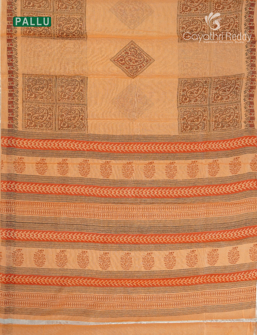 Kota Printed Saree in Peach