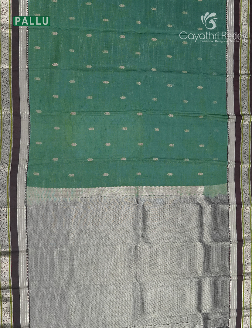 Pure Kanchipuram Silk Vintage Saree in Dual Tone of Sea Green and Black