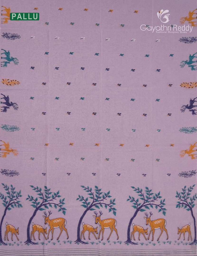 Jamdani Cotton Saree in Lilac