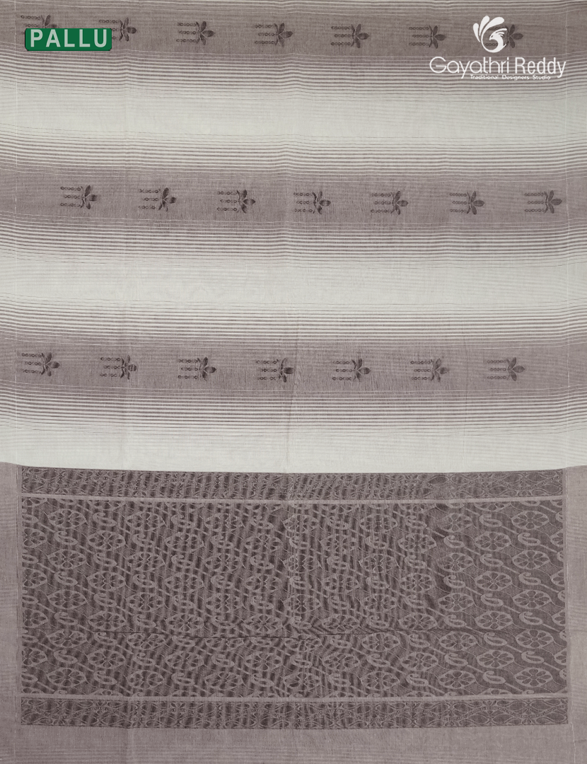 Pure Kanchi Cotton Saree in Cream and Brown
