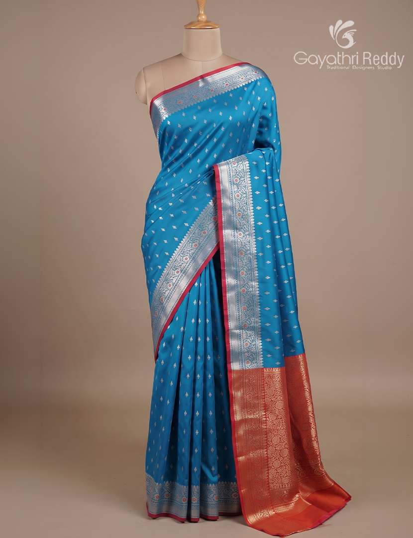 Semi Banaras Katan Silk Saree in Sky Blue