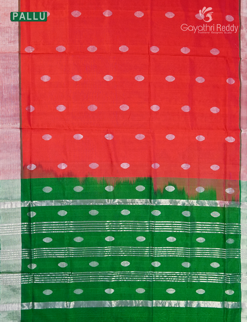 Pure Arani Sico Saree in Peach Pink and Mango Green