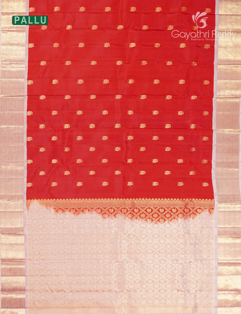 Pure Kanchipuram Silk Saree in Red and Baby Pink (Medium Borders )