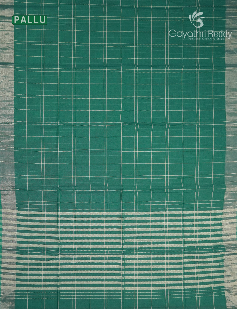 Pure Kanchi Cotton Saree in Rama Green