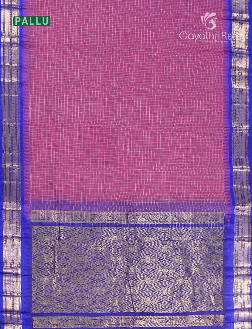 Pure Gadwal Cotton Saree in Lotus Pink and Royal Blue