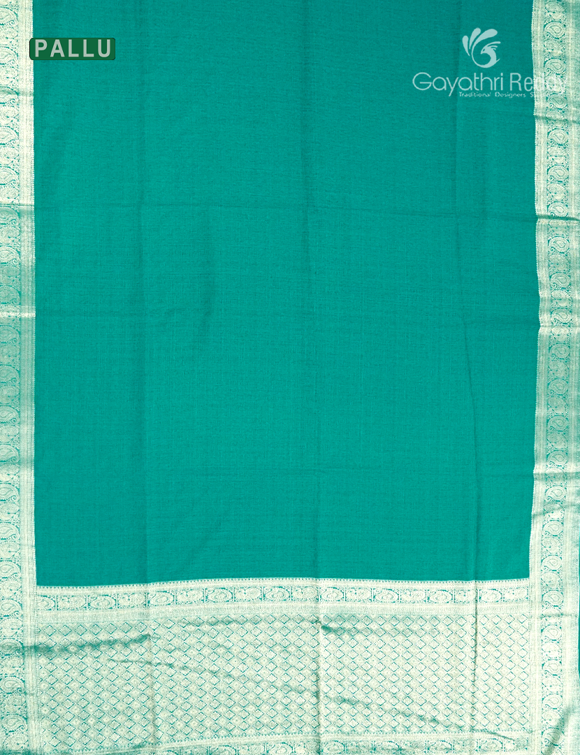 Semi Tussar Saree in Rama Green