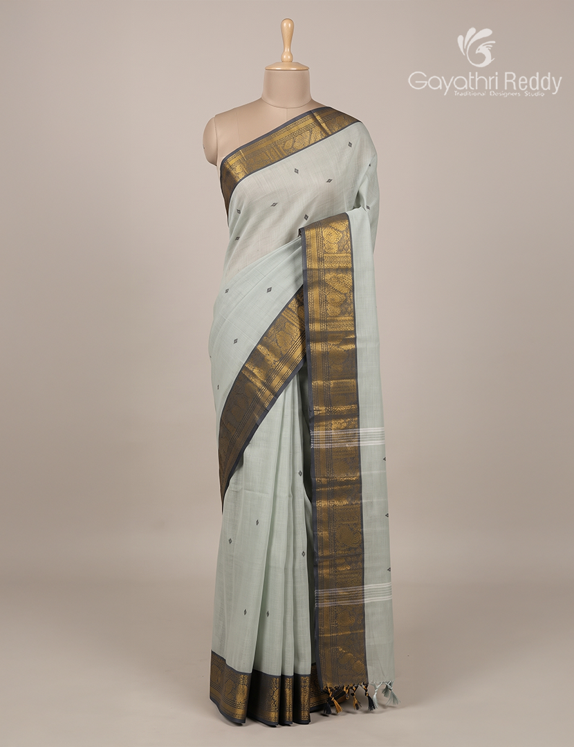 Pure Handloom Cotton Saree in Light White