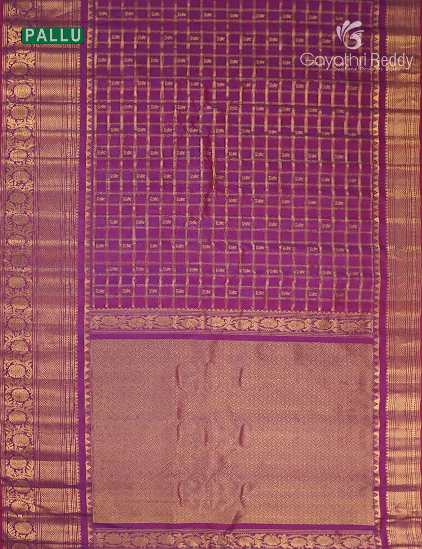 Pure Gadwal Silk Saree in Deep Magenta