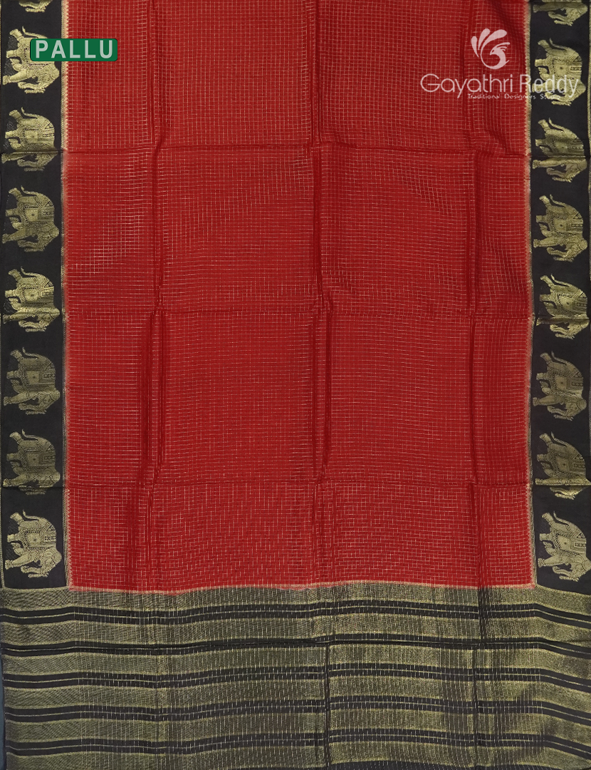 Semi Mysore Crepe Saree in Bridal Red and Deep Snuff