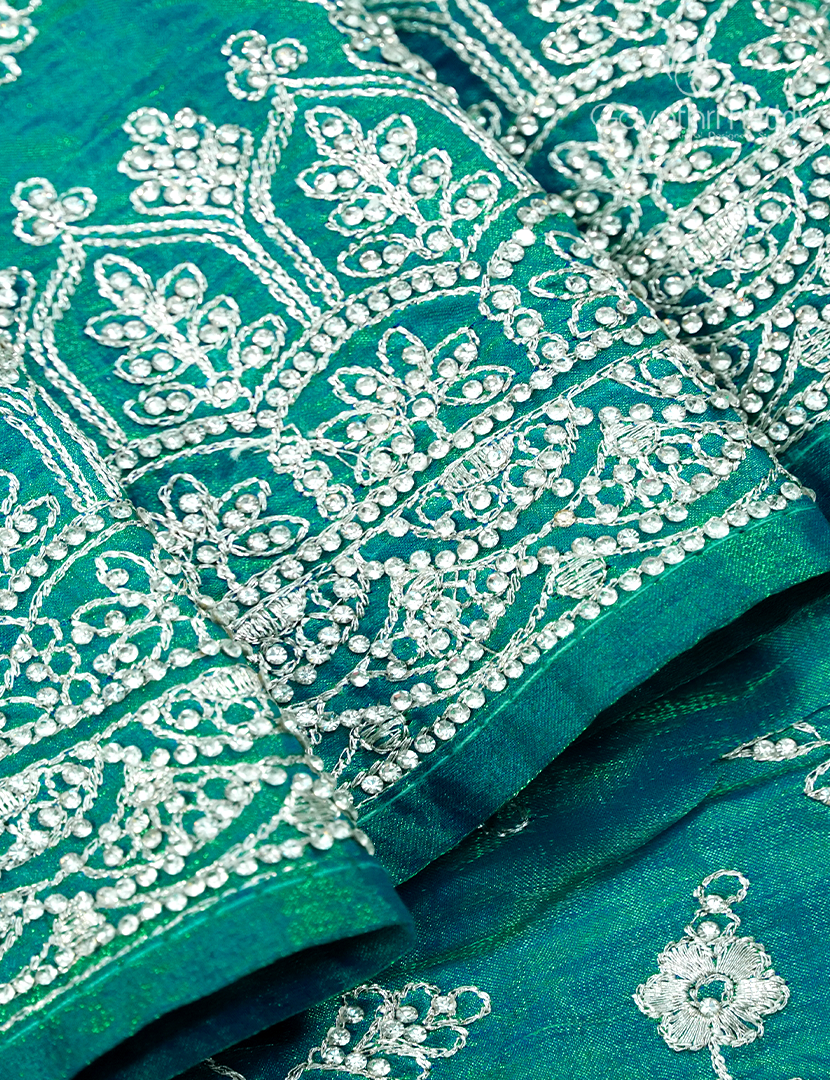 Tissue Fancy Saree in Ocean Teal