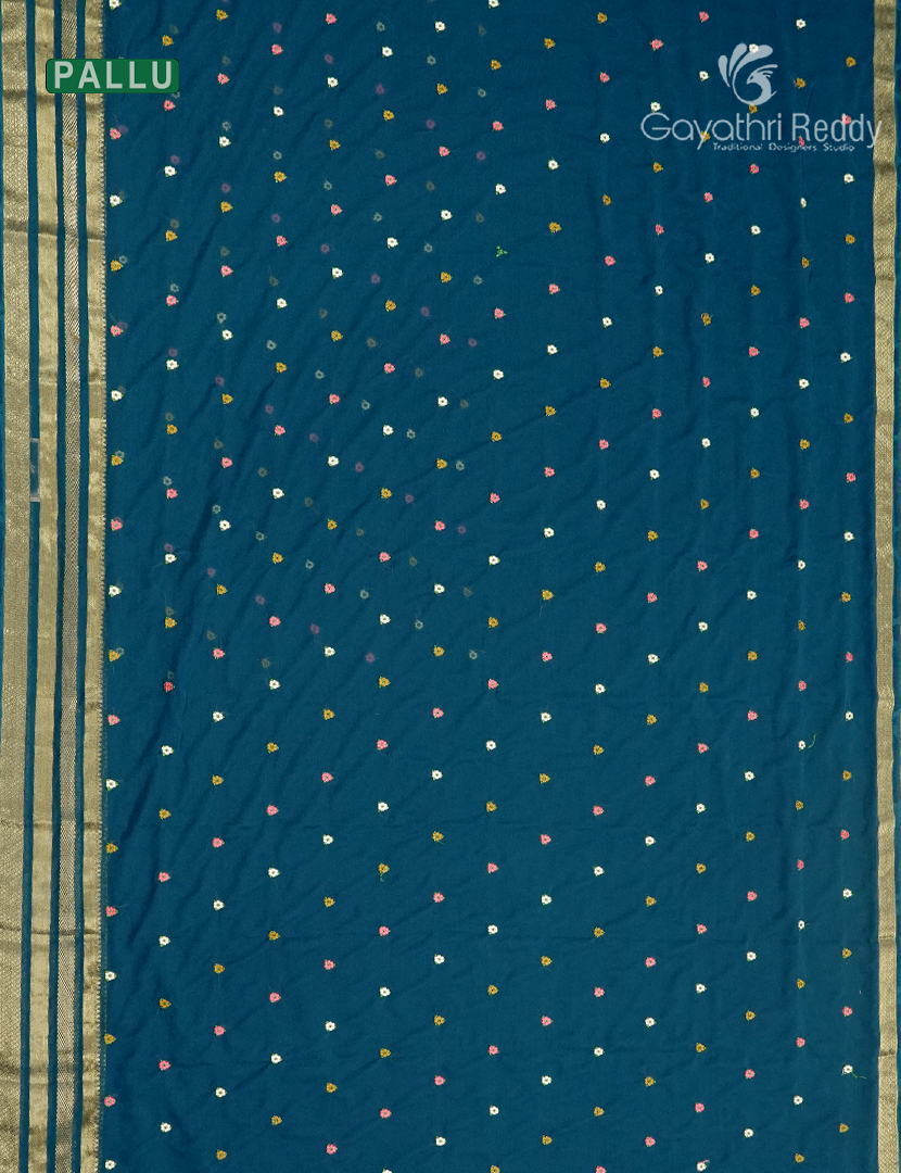 Chiffon Saree in Peacock Blue