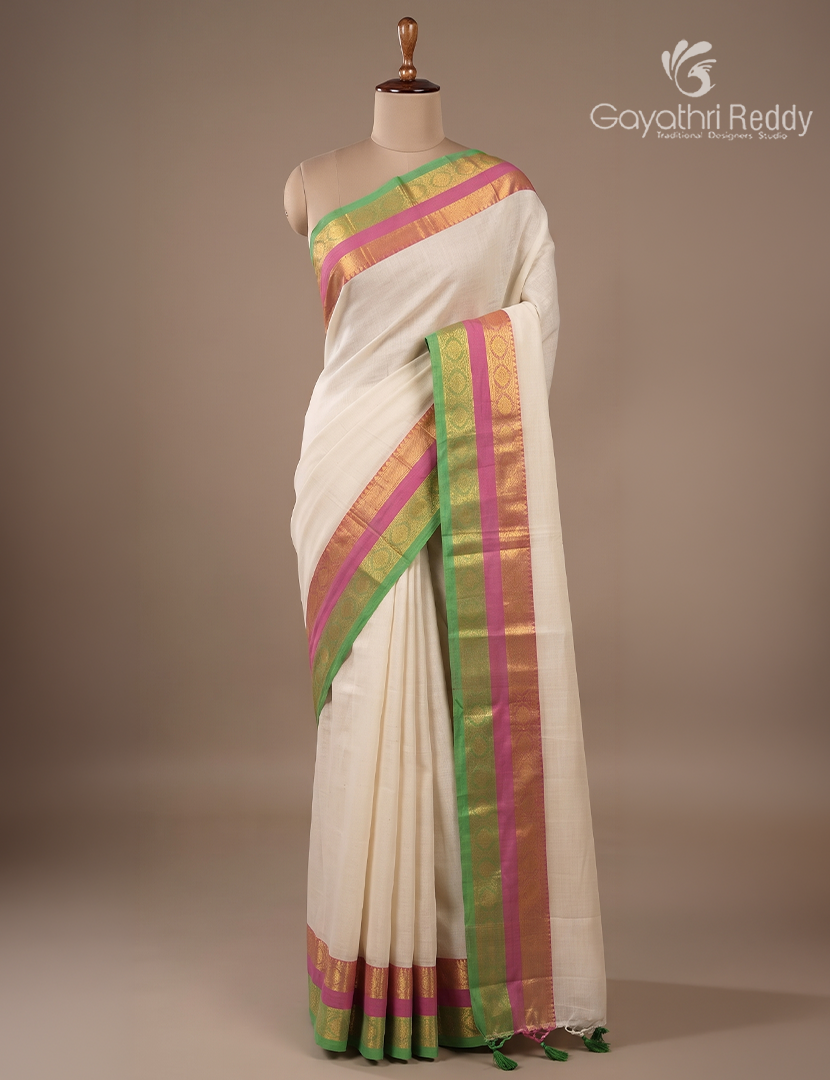Jamdani Cotton Saree in White