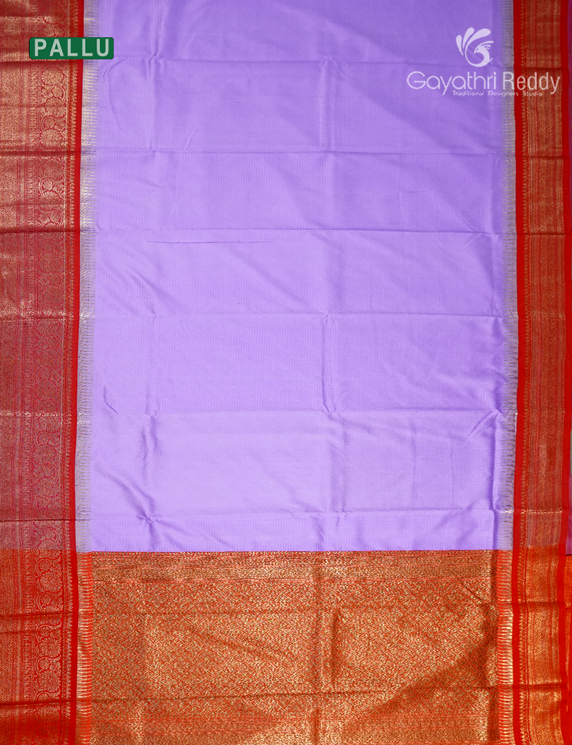 Semi Katan Silk Saree in Lavender and Red