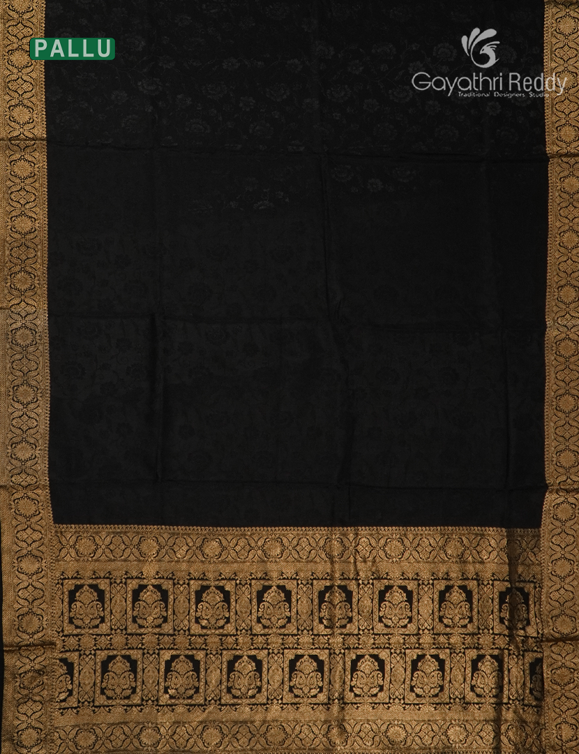 Semi Mysore Crepe Saree in Black
