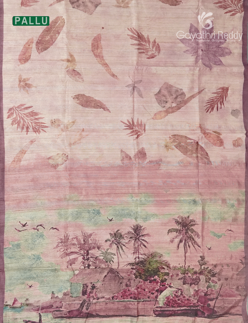 Semi Tussar Saree in Powder Pink and Onion Pink