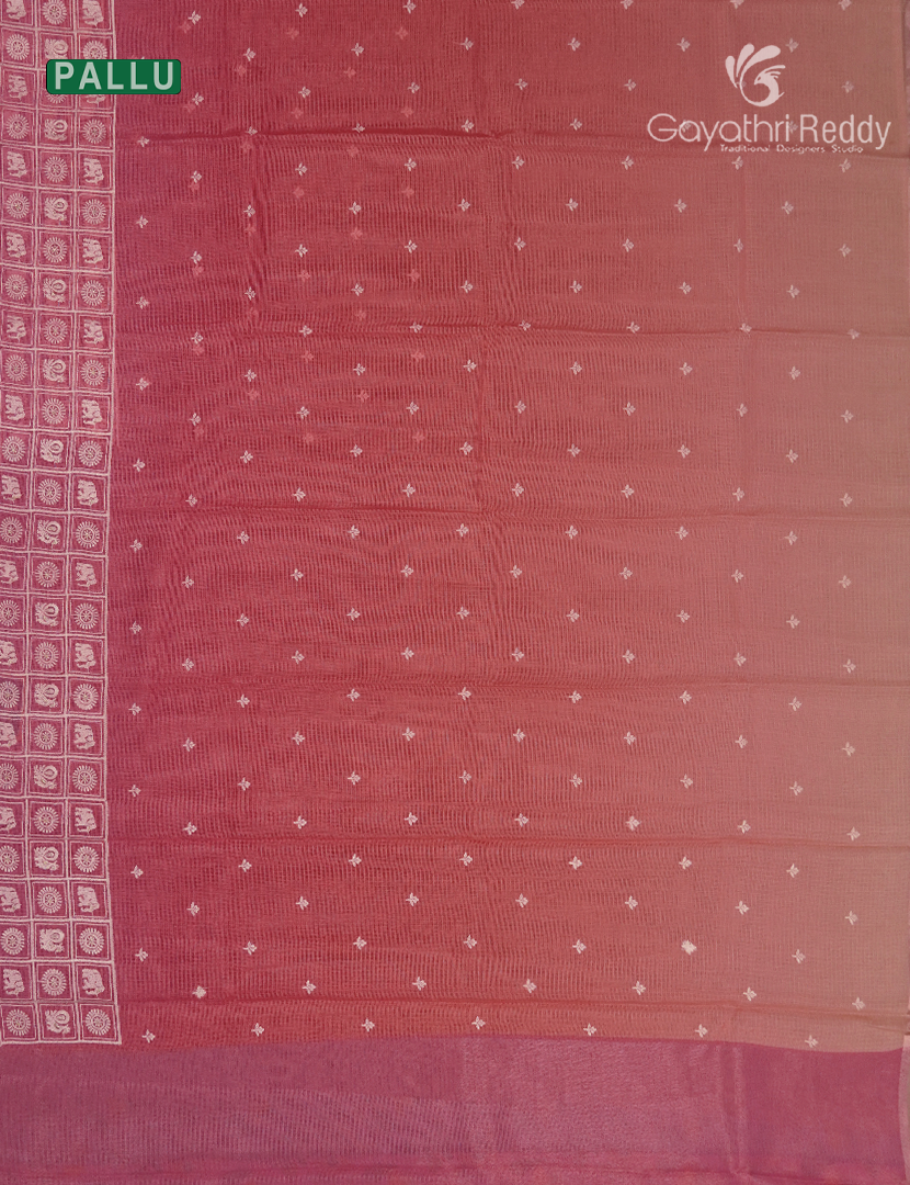Silk Kota Saree in Beige and Peachish Red