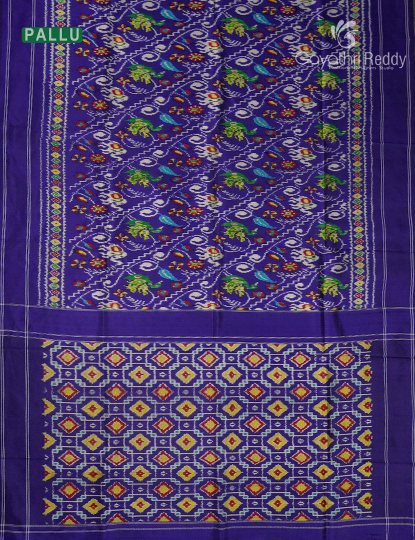 Pure Ikat Silk Saree in Violet