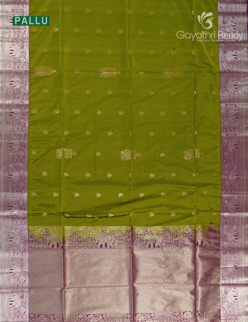 Soft Silk Saree in Mehendi Green and Deep Magenta