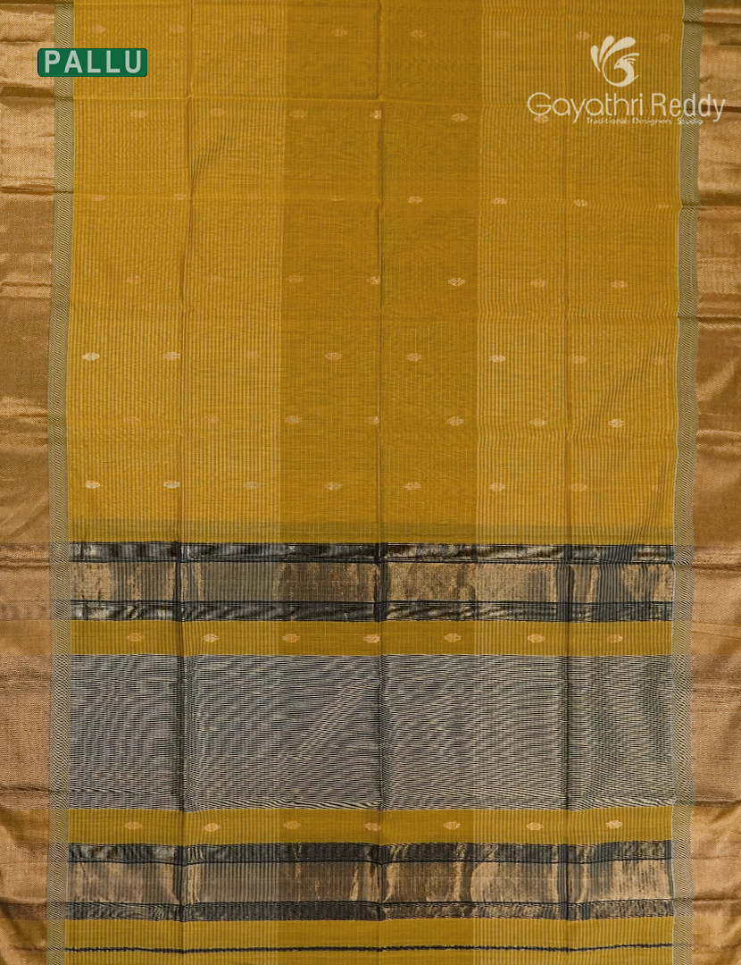 Pure Chanderi Sico Saree in Mustard and Black