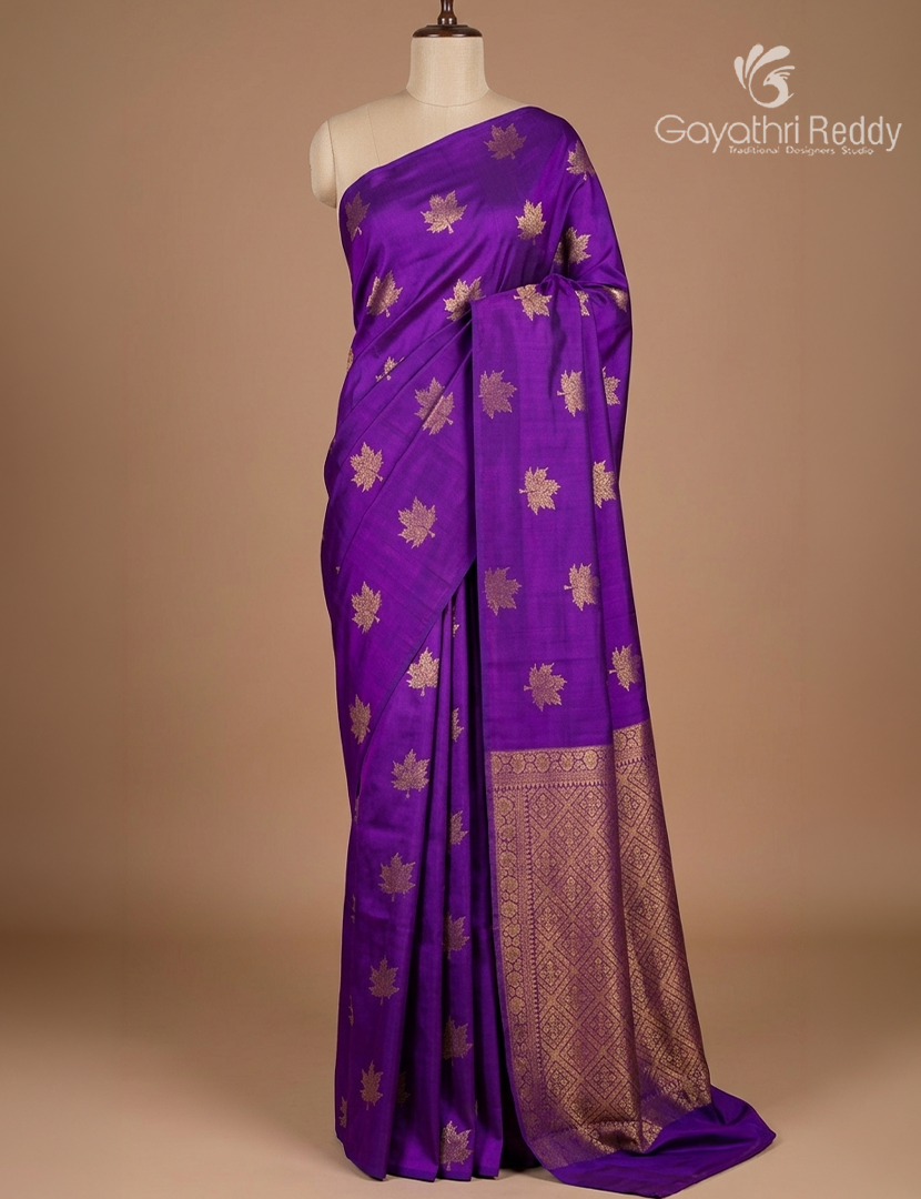Pure Kanchipuram Silk  Saree in Purple ( Butta Style )