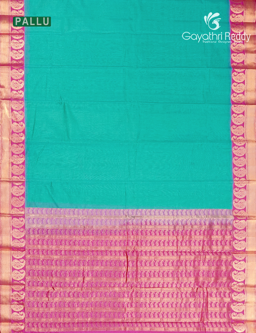 Pure Kanchi Sico Saree in Sea Blue and Rani Pink