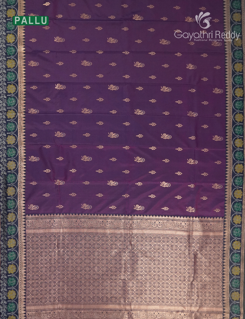 Semi Kanchipuram Art Silk Saree in Deep Violet