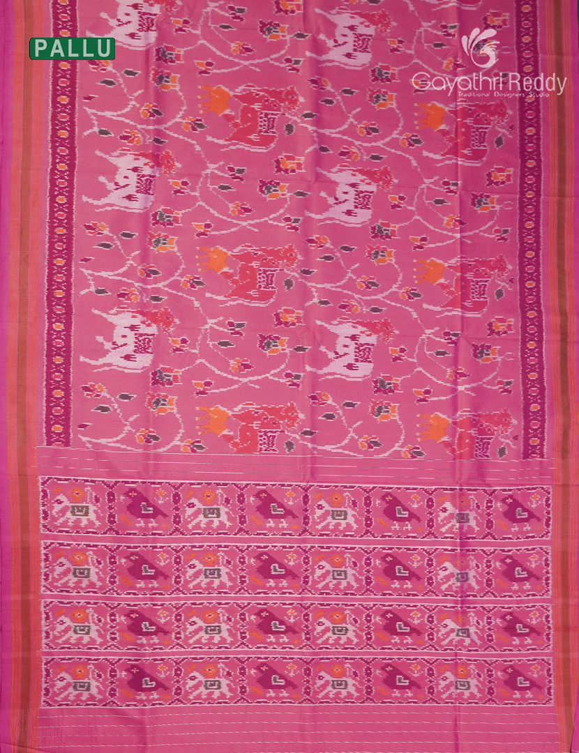 Pure Ikat Silk Saree in Baby Pink