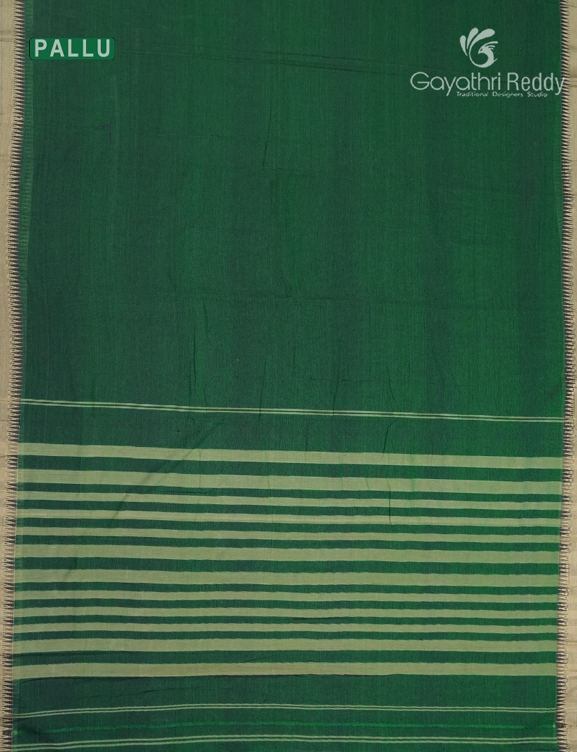 Pure Narayanpet Cotton Saree in Bottle Green